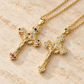 Fresh Pastoral Style Crucifix with Biblical Colorful Gemstones Pendant