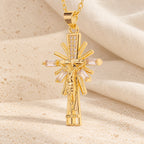 Lightweight Luxury Style Crucifix with Diamonds Pendant Necklace