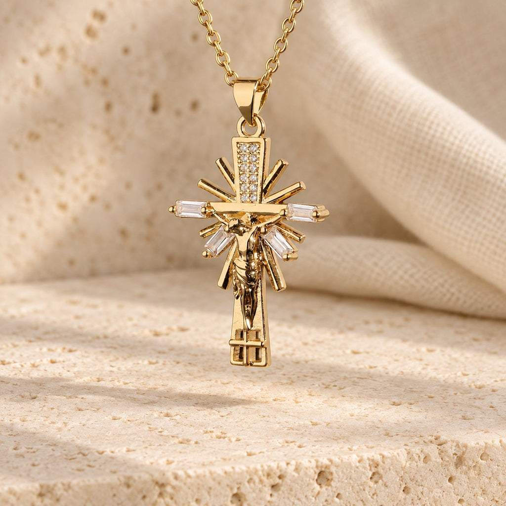 Lightweight Luxury Style Crucifix with Diamonds Pendant Necklace