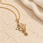 Lightweight Luxury Style Crucifix with Diamonds Pendant Necklace