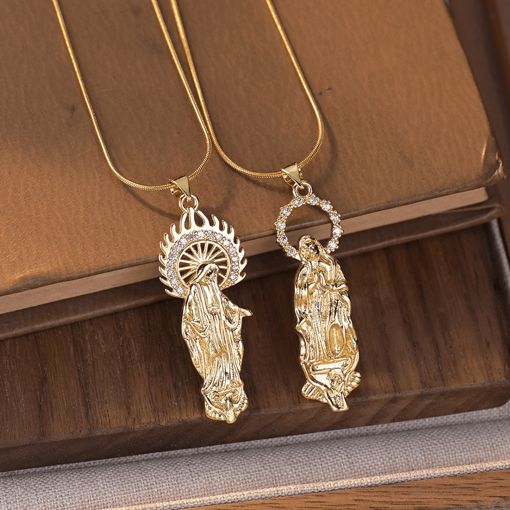 Collar con Dije de la Asunción de la Virgen y la Virgen de Guadalupe Estilo Lujo
