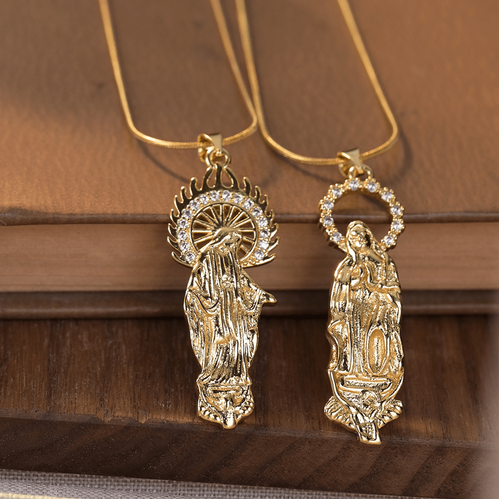Collar con Dije de la Asunción de la Virgen y la Virgen de Guadalupe Estilo Lujo