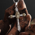Collar con Dije Crucifijo Retro con Virgen de Guadalupe Estilo Clásico