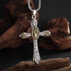 Collar con Dije Crucifijo Retro con Virgen de Guadalupe Estilo Clásico