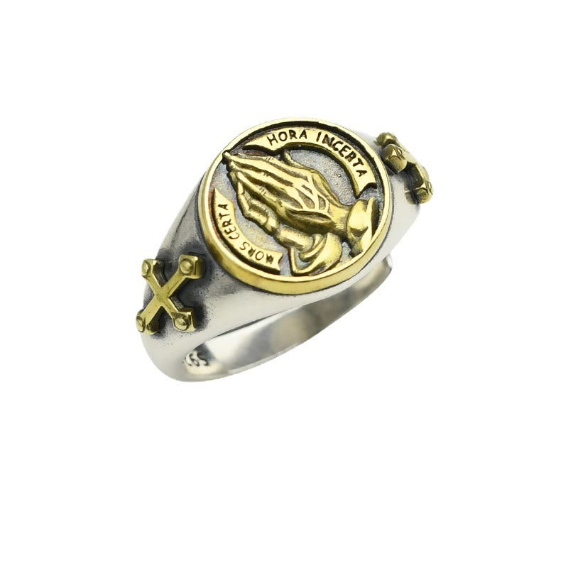 Anillo de Titanio de Manos Orando Estilo Clásico