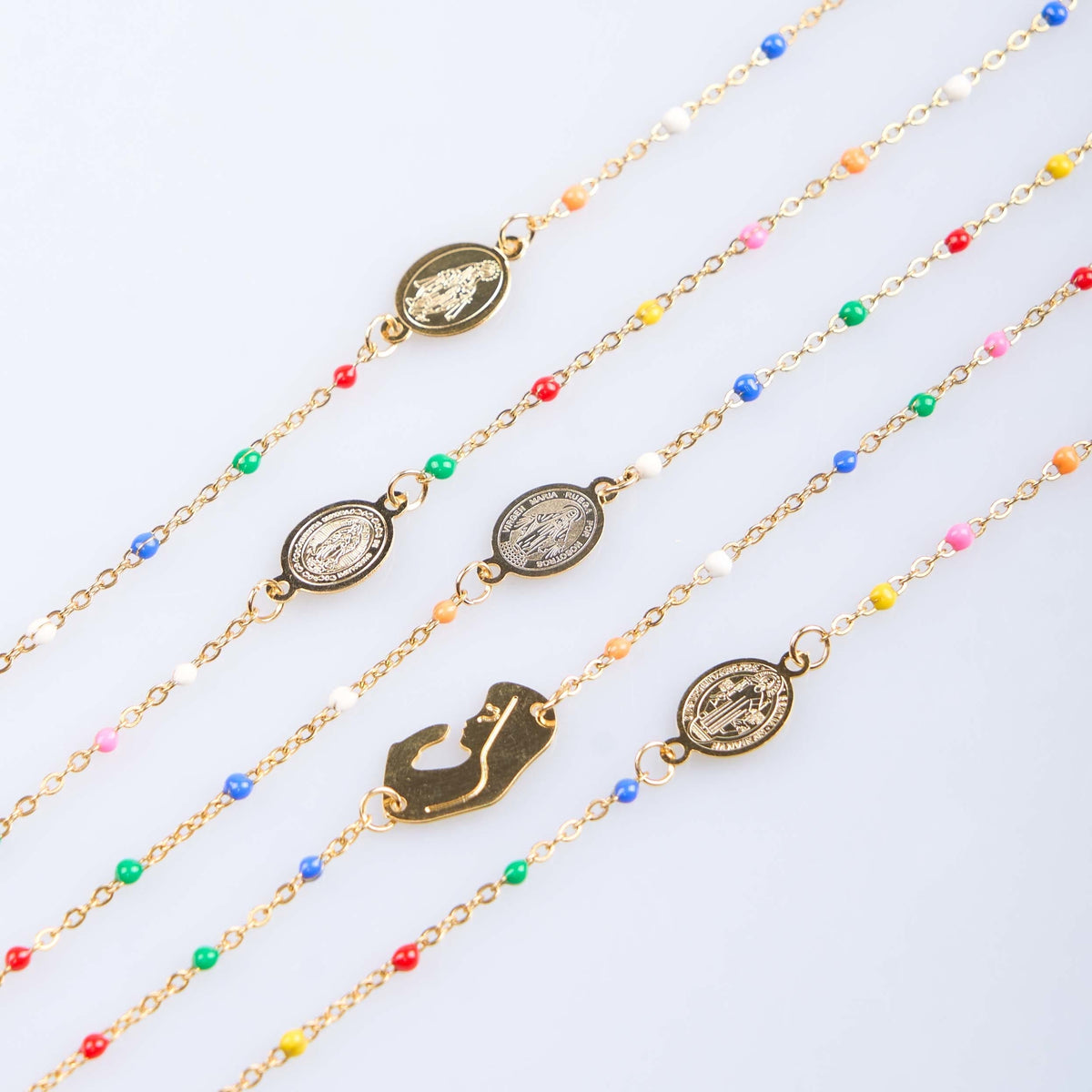 Fresh Elegant Style Colorful Clavicle Chain Necklace with Cross & 5
