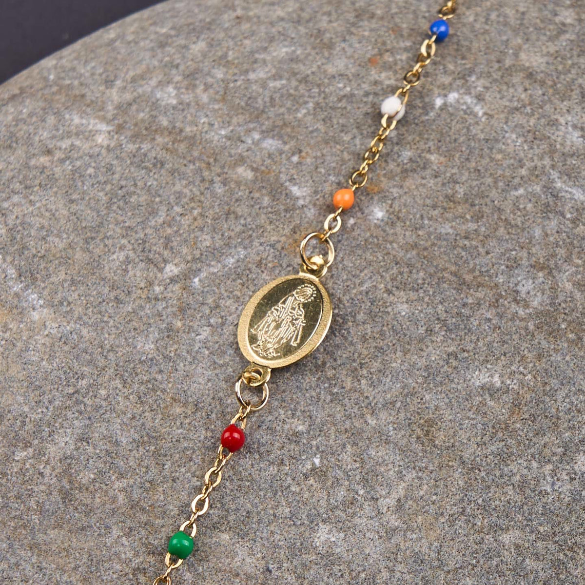 Fresh Elegant Style Colorful Clavicle Chain Necklace with Cross & 5