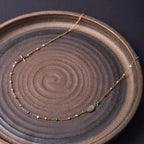 Collar de Cadena Clavicular Colorido con Cruz y 5 Opciones de Medalla Estilo Elegante