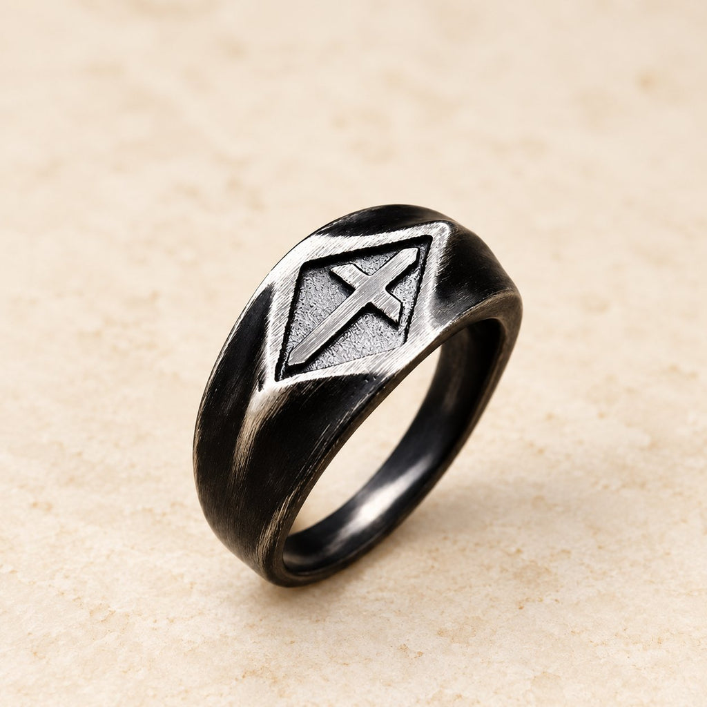 Retro Style Vintage Cross Titanium Steel Ring