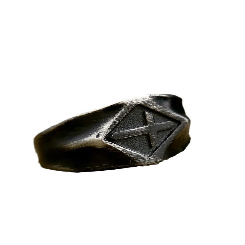Anillo de Cruz Vintage en Acero de Titanio Estilo Retro