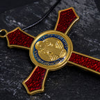 Collar con Dije Crucifijo Artesanal Grande Rojo/Azul Estilo Clásico (5 colores)