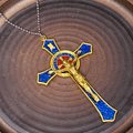 Collar con Dije Crucifijo Artesanal Grande Rojo/Azul Estilo Clásico (5 colores)