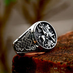 Anillo de Aleación con Figura de San Jorge y el Dragón Estilo Retro Clásico