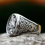 Anillo de Aleación con Figura de San Jorge y el Dragón Estilo Retro Clásico