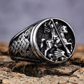 Anillo de Aleación con Figura de San Jorge y el Dragón Estilo Retro Clásico