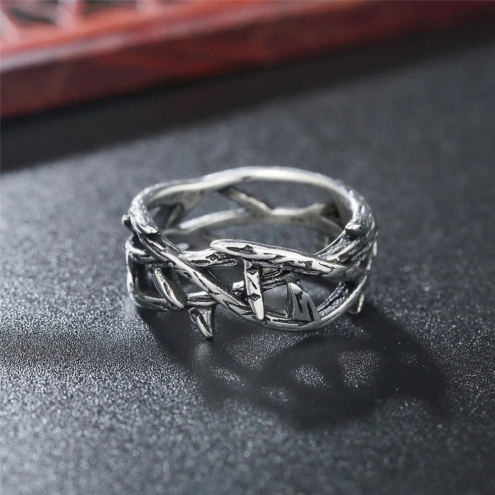 Anillo de Acero de Titanio Corona de Espinas de Jesús Estilo Retro
