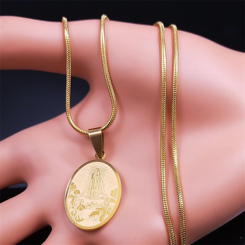 Collar de Bendición Artesanal con Dije de la Virgen de Fátima Estilo Clásico