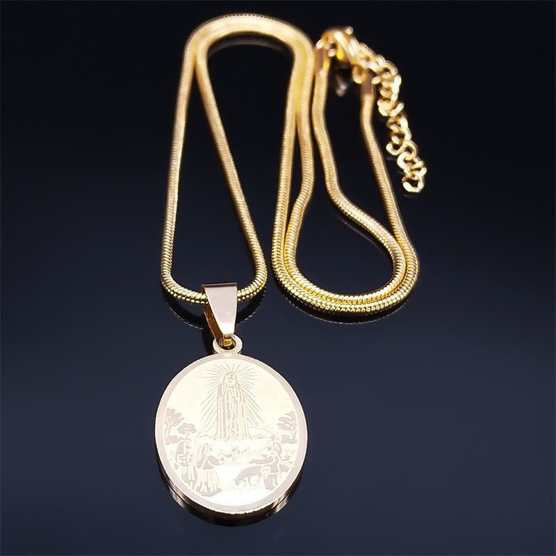 Collar de Bendición Artesanal con Dije de la Virgen de Fátima Estilo Clásico