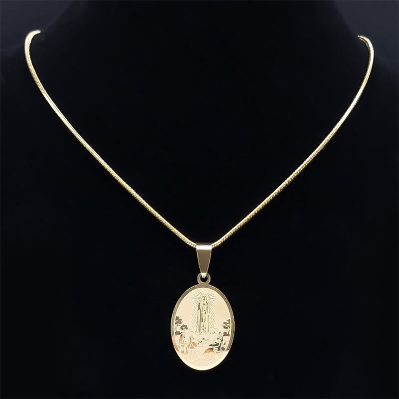Collar de Bendición Artesanal con Dije de la Virgen de Fátima Estilo Clásico