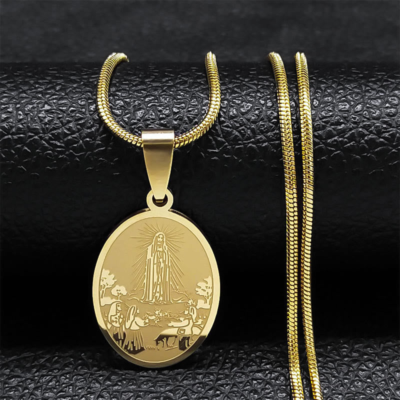 Collar de Bendición Artesanal con Dije de la Virgen de Fátima Estilo Clásico