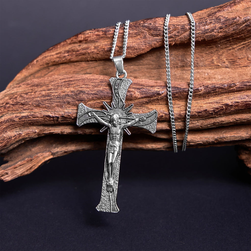 Collar de Aleación con Dije Crucifijo Cruz de Jesús Estilo Retro Clásico