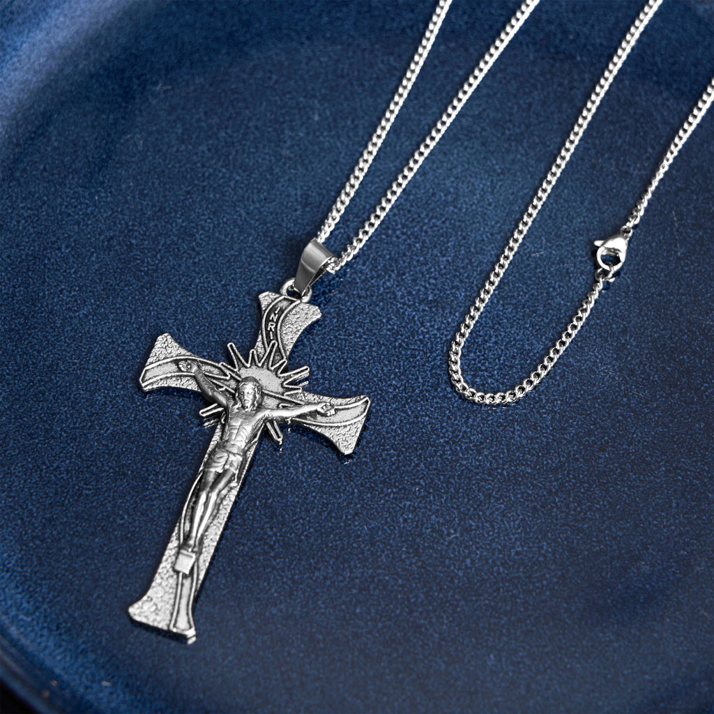 Collar de Aleación con Dije Crucifijo Cruz de Jesús Estilo Retro Clásico