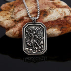 Collar de Acero Inoxidable con Dije de Protección de San Miguel Arcángel Estilo Clásico