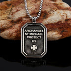 Collar de Acero Inoxidable con Dije de Protección de San Miguel Arcángel Estilo Clásico
