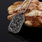 Collar de Acero Inoxidable con Dije de Protección de San Miguel Arcángel Estilo Clásico