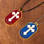 Collar con Dije Escudo de Protección Cruz de Jerusalén Estilo Moderno