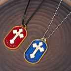 Collar con Dije Escudo de Protección Cruz de Jerusalén Estilo Moderno
