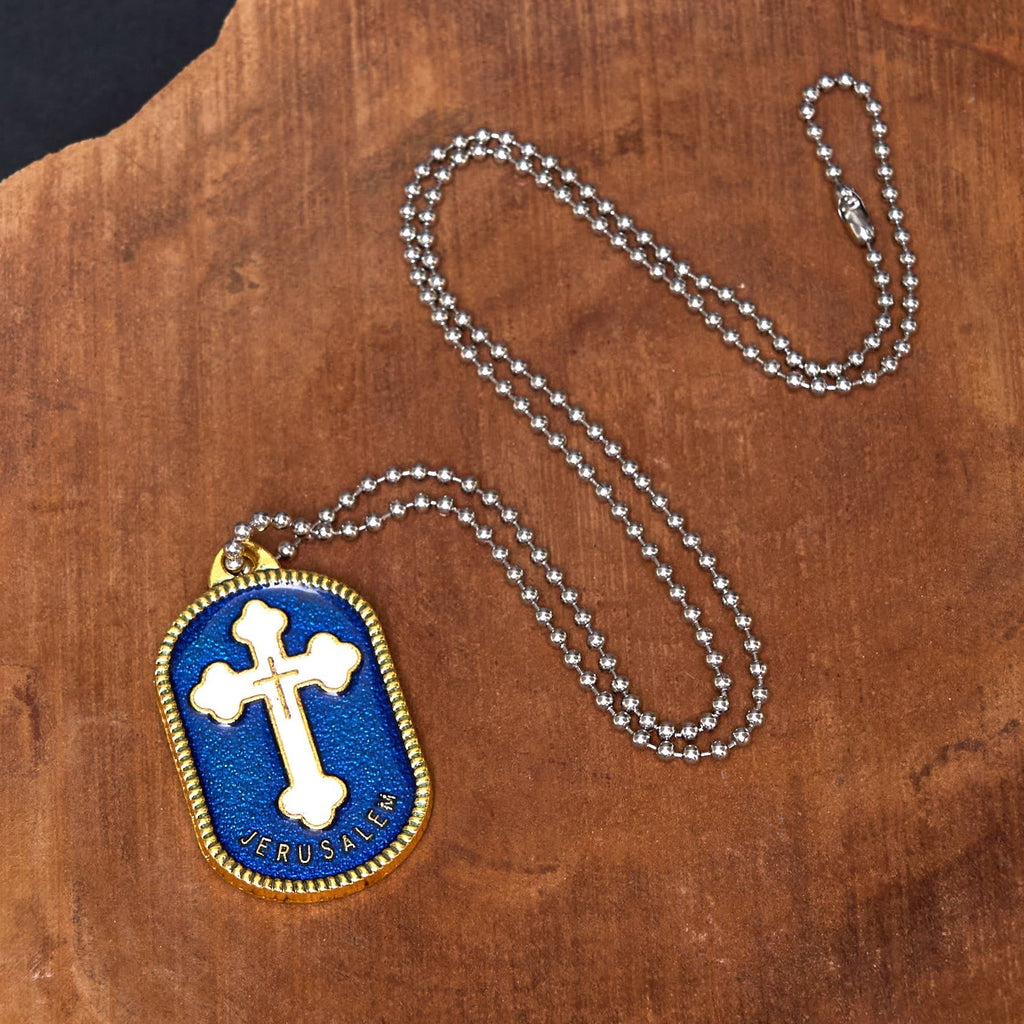Collar con Dije Escudo de Protección Cruz de Jerusalén Estilo Moderno