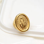 Anillo de Conexión de Fe con Medalla Milagrosa de la Virgen María Estilo Clásico Minimalista