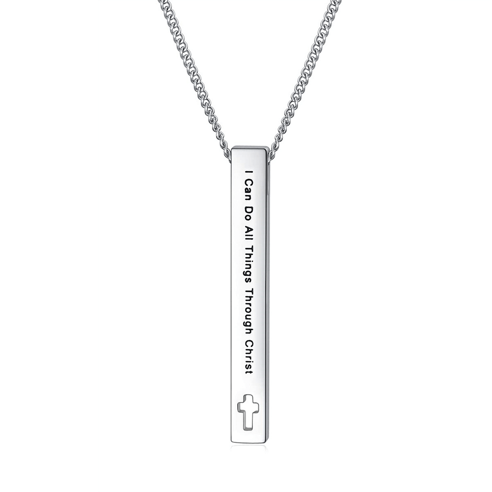 Collar con Dije de Versículo Bíblico de Fuerza e Inspiración Estilo Minimalista (8 versículos)