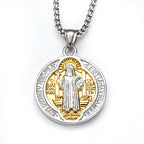 Collar con Dije de Protección Sagrada de San Benito Artesanal Estilo Retro Clásico