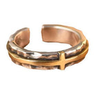Anillo de Bendición de Cruz en Dos Tonos Estilo Retro Minimalista