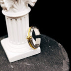Anillo de Bendición de Cruz en Dos Tonos Estilo Retro Minimalista