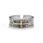 Anillo Ajustable de Aleación con Medalla Milagrosa Dorada de la Virgen Estilo Retro