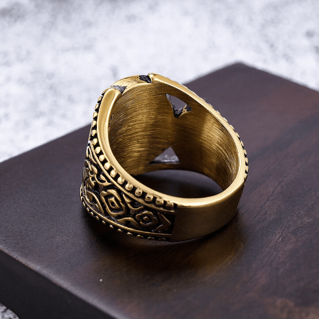 Anillo de Aleación con Símbolo Cruz de Jerusalén Estilo Artesanal Clásico
