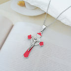 Collar con Dije de Protección Crucifijo y Medalla de San Benito Multicolor Estilo Moderno (8 colores)