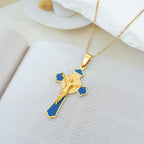 Collar con Dije de Protección Crucifijo y Medalla de San Benito Multicolor Estilo Moderno (8 colores)