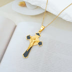 Collar con Dije de Protección Crucifijo y Medalla de San Benito Multicolor Estilo Moderno (8 colores)