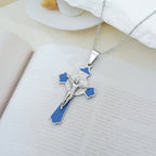 Collar con Dije de Protección Crucifijo y Medalla de San Benito Multicolor Estilo Moderno (8 colores)