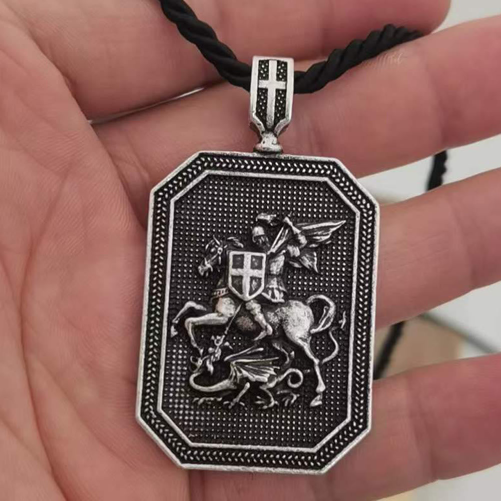 Collar de Oración y Protección con Dije de San Jorge y el Dragón Estilo Clásico