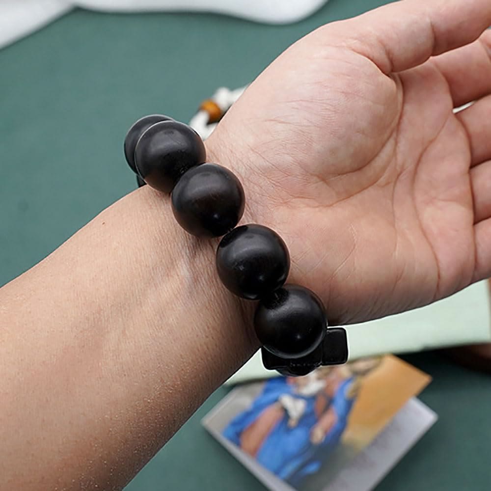 Pulsera Rosario Clásica de Sándalo Negro con Cruz de Jesucristo
