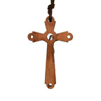 Collar con Dije Bendecido de Devoción Crucifijo de Madera de Olivo Estilo Clásico
