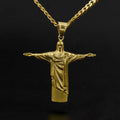 Collar con Dije del Cristo Redentor en Acabado Dorado Majestuoso Estilo Clásico