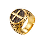 Anillo de Acero Inoxidable con Cruz Estilo Clásico: Protección Sagrada