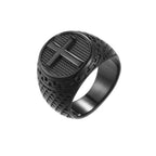 Anillo de Acero Inoxidable con Cruz Estilo Clásico: Protección Sagrada