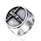 Anillo de Fe Bendecido con Símbolo Crucifijo de Jesús Estilo Retro Clásico